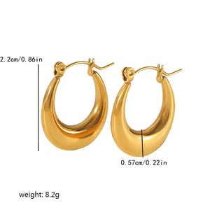 1 Pair Minimalist Classic Style C Shape Stainless Steel  Gold Color Women's Hoop Earrings  h5 Picture3